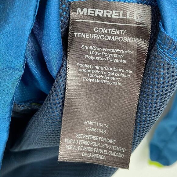 Merrell Windbreaker Jacket Womens Size S Teal Blue SelectDry Hooded Lightweight - Picture 14 of 14